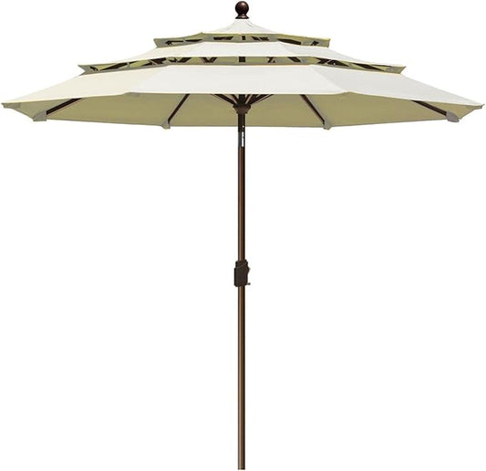 EliteShade USA 10-Year-Non-Fading 9Ft 3 Tiers Market Umbrella Patio Umbrella Outdoor Table Umbrella with Ventilation, Natural