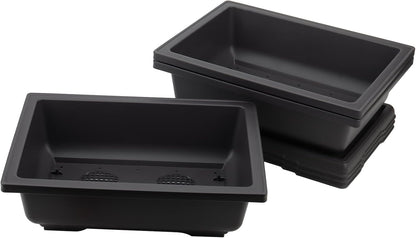 KINJOEK 3 PCS 14 Inch Plastic Bonsai Pots, Large Bonsai Training Pot with Drainage Trays, Rectangular Plant Bonsai Tree Pots for Garden, Indoor, Home Decorative