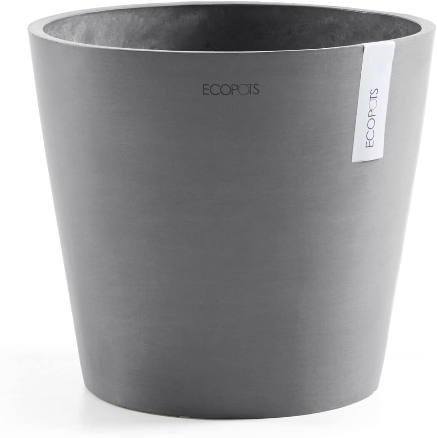 Ecopots Amsterdam Durable Modern Round Indoor/Outdoor Recycled-Based Composite Flower Pot Planter, Grey, 12"