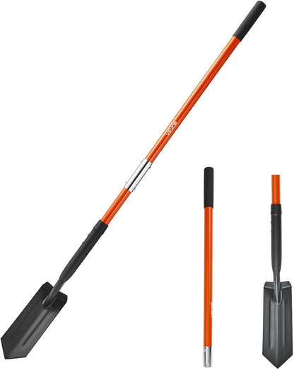 VEVOR Trench Shovel, 4 in Blade Heavy-Duty Trenching Shovel, Narrow Spade Trench Digger with Fiberglass Handle and Non-Slip Grip, for Gardening, Digging Holes, Trenching, and Planting, 56 in Long