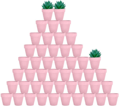 vensovo 48 Pcs 2" Tiny Terracotta & Terra Cotta Pots with Drainage - Peach Pink Small Mini Clay Ceramic Pottery Planter Ideal for Indoor/Outdoor Plants, Crafts, Wedding Favors