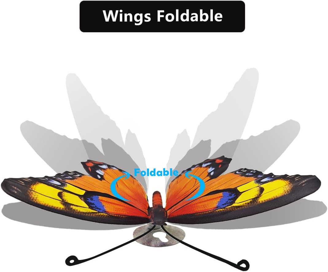 EOORAU Metal Butterfly Wall Outdoor Decor - 5 Pack Metal Butterflies Wall Art Sculpture Hanging Decor for Home Yard Patio Garden Decorations