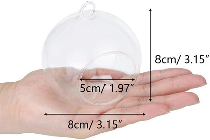 12 Pcs 3.15"/ 8cm Hanging Glass Tealight Holder Globe with LED Tealight, Plant Terrariums Glass Orbs Air Plants Tea Light Candle Holders Home Decor Indoor Outdoor Garden DIY Gifts (12 Pcs)