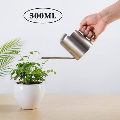 Watering Cans, 10oz/300ml Stainless Steel Long Spout Small Watering Sprinkling Pot, Indoor Outdoor Garden Flower Succulents Plant Watering Cans, Stylish Gardening Decoration(Silver)