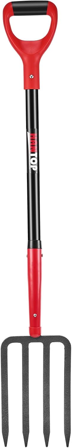 4-Tine Heavy Duty Pitchfork Digging Fork Garden Fork Pitch Forks with Fiberglass Handle for Gardening, Hay,Digging Potatos,43 inches