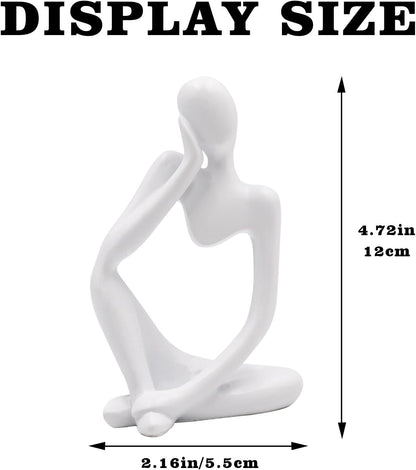 Thinker Statues and Sculptures, Resin Thinker Statue Ornaments, Abstract Style Sculptures, Housewarming Gifts, Housewarming Decorations, Living Room Dining Desk Decorations (White Right, Small)