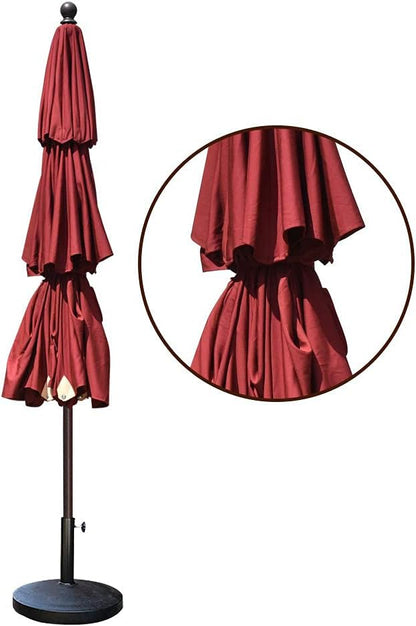 EliteShade USA 10-Year-Non-Fading 11Ft 3 Tiers Market Umbrella Patio Outdoor Cylinder Auto Push-up Table Umbrella with Ventilation, Burgundy