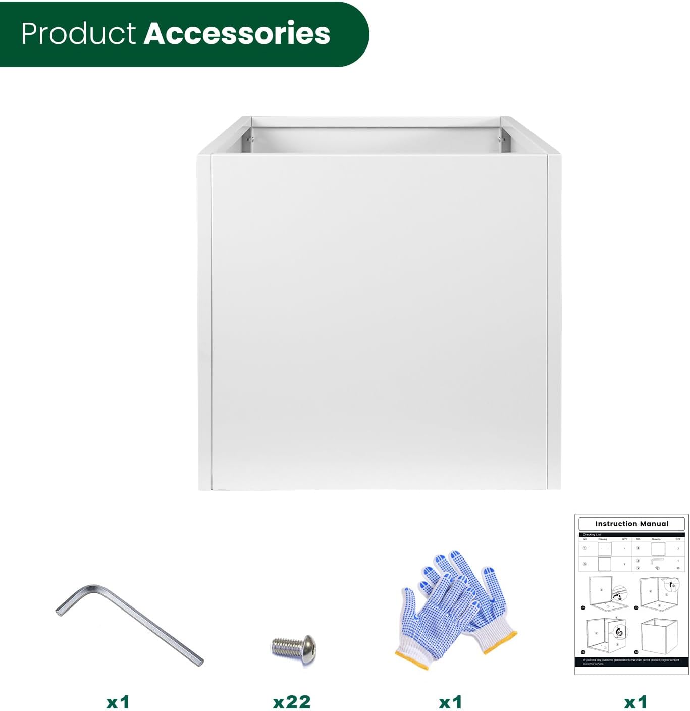 White Steel Planter Square Outdoor Planters Galvanized Steel Planter Box Indoor Metal Large Planters Cube Heavy Duty Flower Pot 24 Inch Modern Commercial Residential for Trees Patio Deck Yard Garden