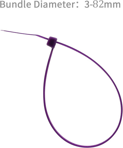 XINGO 100PCS Cable Zip Ties Heavy Duty, Premium Nylon Plastic Wire Ties with 50 Pounds Tensile Strength, Self-Locking Black Nylon Zip Ties for Indoor and Outdoor (12 inch, Purple)