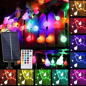 XEWEA Solar String Lights Outdoor, 16Colors 66LED 39Ft Waterproof Outdoor String Lights with 20Modes Remote for Garden Home Party Christmas Halloween Decorations