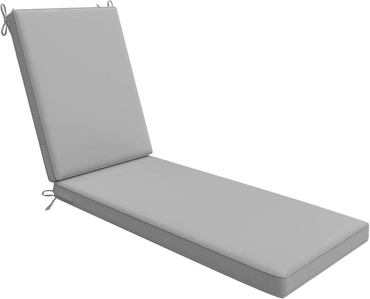 AAAAAcessories Outdoor Chaise Lounge Cushions, Waterproof, Fade-Resistant Patio Furniture Replacement Cushions, 72" x 21" x 3", Gray