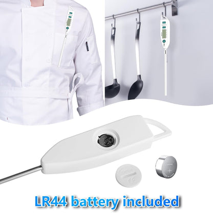BOMATA Waterproof IPX7 Thermometer for Water, Liquid, Candle and Cooking. Instant Read Food Thermometer with Long Probe for Cooking, Meat, BBQ! T101 White