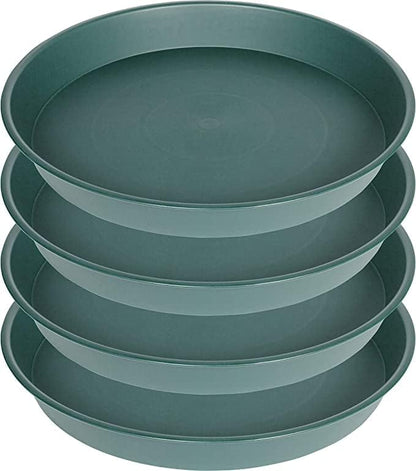 4 Pack of 16 17 inch Plant Saucer (15 inch Base), 2.3" Depth, Heavy Duty Deep Plant Trays for Pots, Bird Bath Bowls, Plastic Plant Saucers for Indoors, Drip Trays for Planter (17", Green)