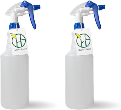 Heavy Duty 32oz Plastic Spray Bottles for Cleaning - Large Empty Industrial Bottles for Gardening Solutions, Vinegar, Chemicals, Professional Cleaners - Adjustable Sprayer Nozzle - Blue 2 Pack