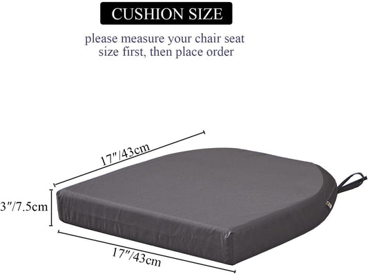 17 x 17 Inch Outdoor Seat Cushions for Patio Furniture with Non Slip and Ties Waterproof & UV Resistant Round Corner Outdoor Chair Cushions Replacement Set of 2, Gray