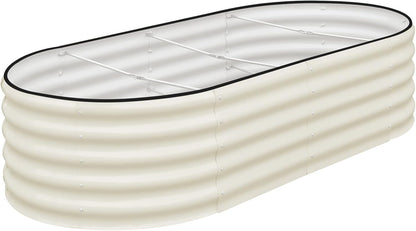 SnugNiture Galvanized Raised Garden Bed, 8x4x1.5ft Oval Metal Planter Box for Planting Outdoor Plants Vegetables