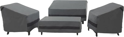 Loriano Patio Furniture Covers 4 Piece Set, Outdoor Waterproof, Heavy Duty 600D Lawn Patio Covers Grey-Black