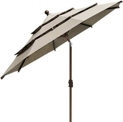 EliteShade USA 10-Year-Non-Fading 9Ft 3 Tiers Market Umbrella Patio Umbrella Outdoor Table Umbrella with Ventilation, Antique Beige