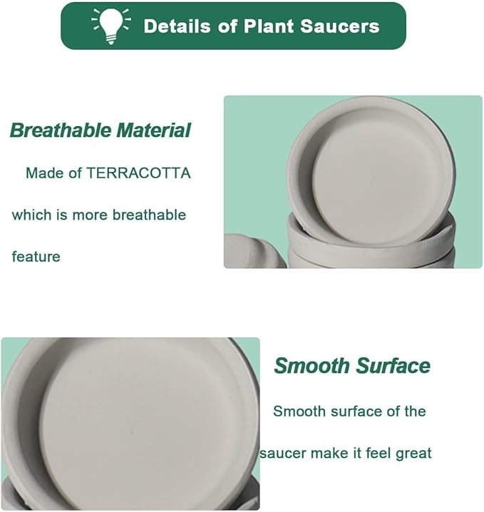 vensovo 2 Inch Grey Terracotta Plant Saucer Pots Tray - 12 pcs Mini Planter Saucers for Indoor & Outdoor Plants, Small Clay Trays Perfect for 1 Inch 1.5Inch Flower Pot