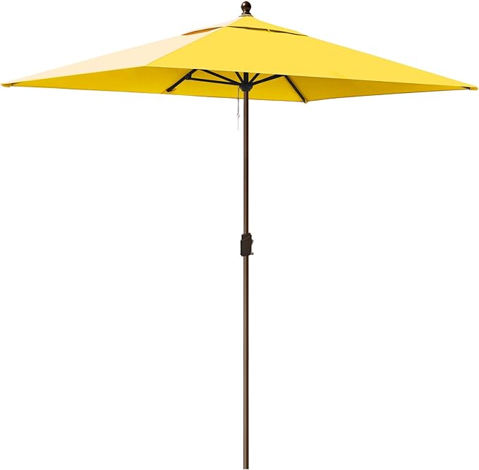 EliteShade USA 10-Year-Non-Fading 6.5x10Ft Rectangular Market Umbrella Patio Umbrella Outdoor Table Umbrella with Ventilation, Sunflower Yellow