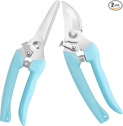 Premium Garden Shears, Pruning Scissors Gardening Tools, Pruners For Flower, Bushes, Rose And Fruit Tree, Use For Florist, Yard And Orchard the Plant Clippers, Sharp White Steel Anvil Snips