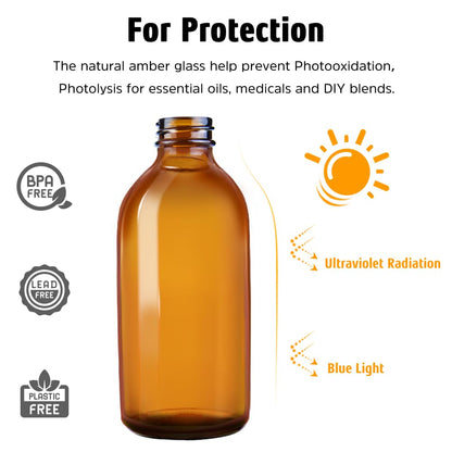 Tecohouse Glass Spray Bottles 4 OZ, Amber Empty Spray Bottle for Essential Oils, Small Glass Bottles for Cleaning Solutions, Plants, with Durable Nozzle, Labels, Funnel, Pipettes