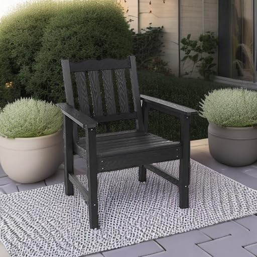 Stoog All-Weather Outdoor Chairs, Patio Dining Chair with Curved Backrest, 400 lbs Support Patio Chair, Black