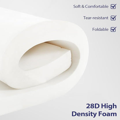 Outdoor Bench Cushion 48x18x3 Inch with Ties, Thick Waterproof Porch Swing Cushions for Patio Furniture Chair Pad, Seat Sofa Garden Replacement Cushion Sponge Filling (Blue&white Stripes, 48x18)