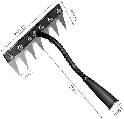 Gardening Hand Weeder Tool,Manual Weeder Tool with Detachable Blades, 4 Sizes High Carbon Steel Dual-Edge Design for Farm Garden Lawn Weed Removal, Soil Cultivation & Root Extraction (7 Tines)