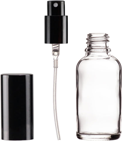 YIZHAO Clear Glass Spray Bottles 1oz, with Small Fine Mist Spray, Metal Cap, Refillable for Essential Oil,Travel,Cleaning,Perfume,Aromatherapy,Makeup – 6 Pcs