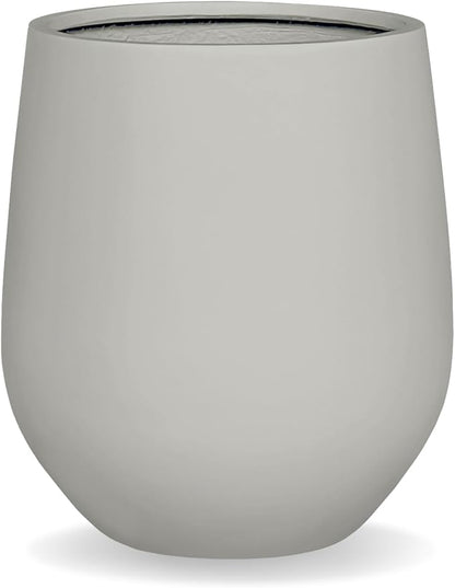 16.5" H x 15" D Corso Fiberstone Round Tapered Planter with Drainage Hole, Smooth Finishes, Weather Resistant for Indoor and Outdoor Use (Light French Gray, 11.5" Pot Opening)