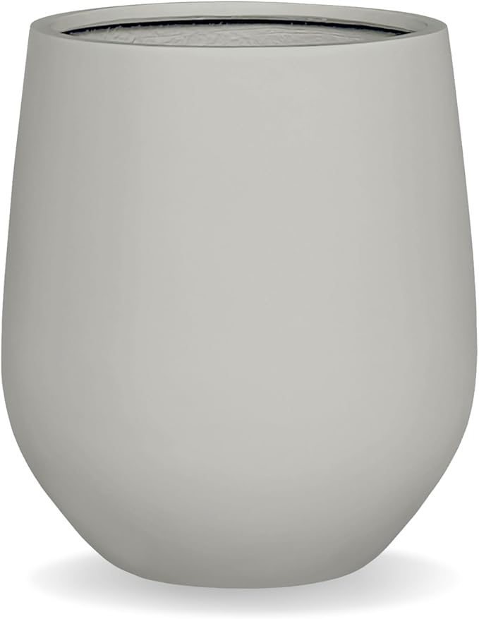 21" H x 19" D Corso Fiberstone Round Tapered Planter with Drainage Hole, Smooth Finishes, Weather Resistant for Indoor and Outdoor Use (Light French Gray, 15" Pot Opening)