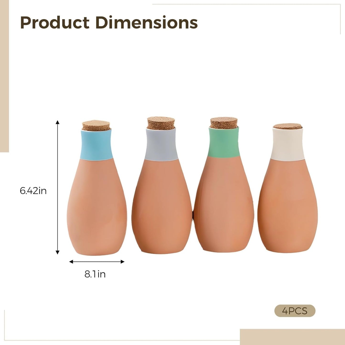 4 Pcs Terracotta Self-Watering Spikes for Outdoor Plants, Large Ceramic Watering Spikes with Cork Stopper, Ideal for Garden, Reduces Water Waste, Includes Green, Blue, Pink, and Orange Spikes