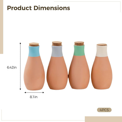 4 Pcs Terracotta Self-Watering Spikes for Outdoor Plants, Large Ceramic Watering Spikes with Cork Stopper, Ideal for Garden, Reduces Water Waste, Includes Green, Blue, Pink, and Orange Spikes