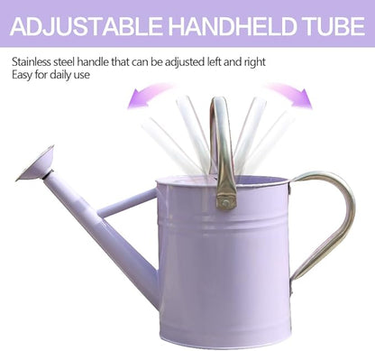 Metal Watering Can, One Gallon Watering Cans Stainless Steel for Outdoor Indoor Garden Plants Watering (Stainless Steel Handle Purple)