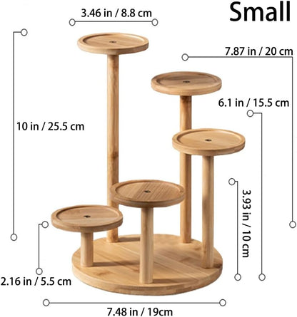5 Tiered Desk Plant Stand Round Bamboo Plant Shelf Tabletop Succulent Herb Stand Desktop Plant Stand Indoor Plant Rack for in Living Room Office Decoration - Small
