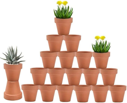 vensovo 3 Inch Terra Cotta & Terracotta Pots with Drainage - 20 Pack Clay Flowerpots, Succulent Nursery Planter Great for Plants, Crafts, Wedding Favor