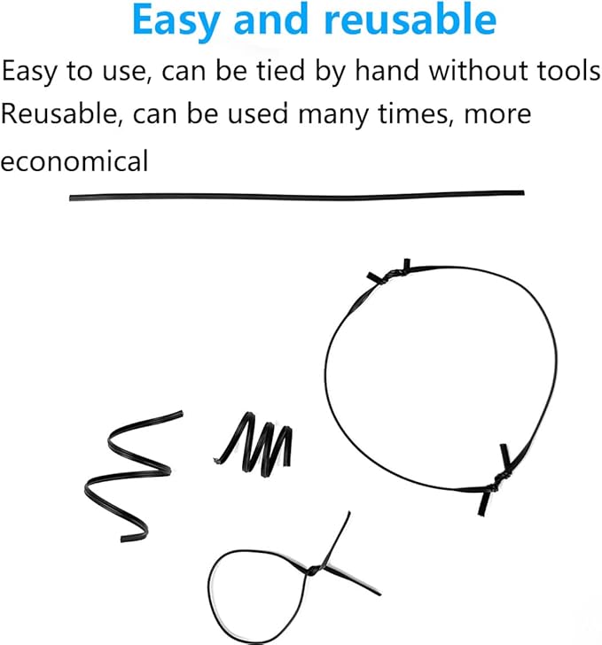 Plastic Black 6" Twist Ties, Reusable Cable Ties,Long Garbage Bag Twist Ties, Trash Bag Coated Ties, Twisty Ties for Organizing, Plant Hollding, Office, Christmas Tree (500 Pcs/6 inch)