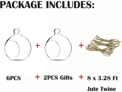 Set of 8 Air Plant Holder Hanging Glass Globe Tea Light Candle Holders Home Wedding Party Centerpieces Decor Indoor Outdoor Tealight Candleholders (8Pcs 4 inches Diameter)