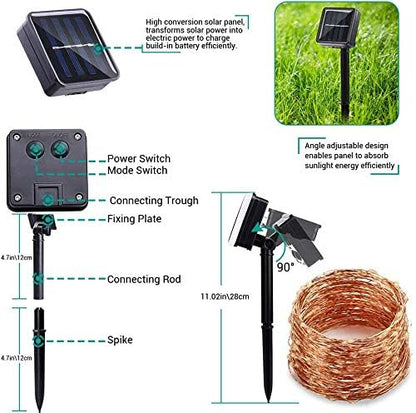 Lomotech Solar String Lights Outdoor - 2 Pack Total 66ft 200LED Solar Fairy Lights Waterproof 8 Modes Twinkle Lights for Outdoor, Patio, Garden, Yard, Party, Wedding, Tree Decoration (White)