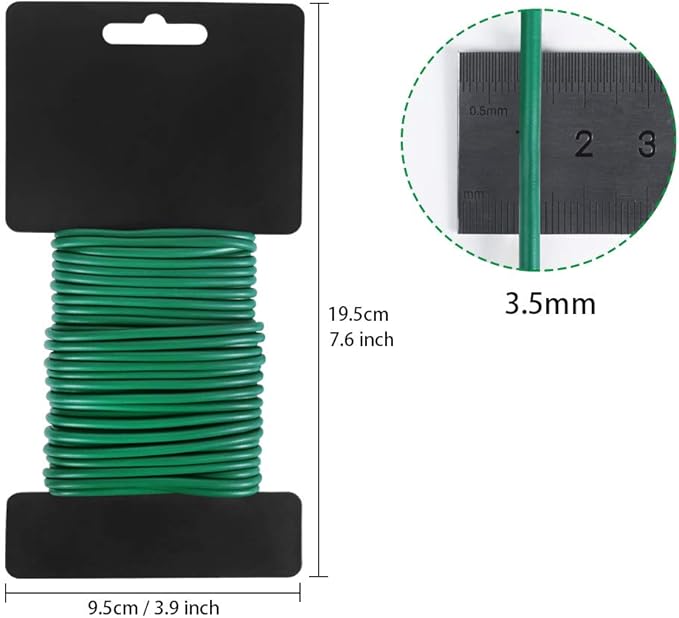Tenn Well Garden Wire, 52 Feet 3.5mm Soft Garden Plant Ties for Climbing Plants, Tomatoes, Climbing Roses, Indoor & Outdoor Plants (2PCS X 26 Feet, Green)