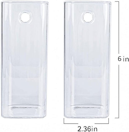 Kingbuy Plant Terrarium Container Propagation Station Square Tube Vase Wall Hanging Glass Planter Indoor Hydroponic Plants Home Office Garden Decor, 2 Pack