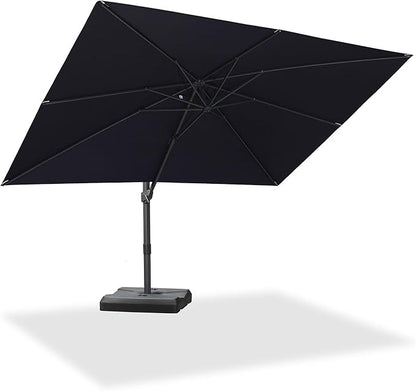PURPLE LEAF 9' X 11.5' Patio Cantilever Umbrella Outdoor Rectangle Adjustable Offset Umbrellas with 360-degree Rotation and 8 Heavy Duty Metal Ribs for Garden Deck Pool Navy Blue