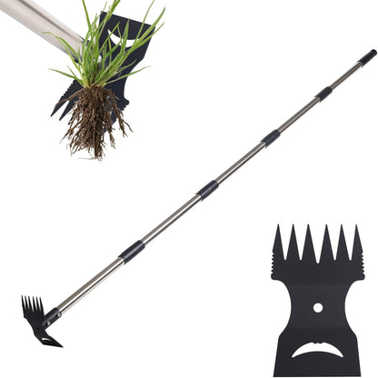 Weed Puller Tool, 78" Manual Weeder Remover Tool, 2 in 1 Stand Up Rake for Garden