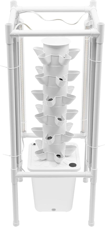 Hydroponic Growing Tower System Kit, 30-Plant Vertical Hydroponics Garden Tower with LED Grow Light, for Outdoor Indoor Herbs Fruits Vegetables Smart Garden Planter Kit