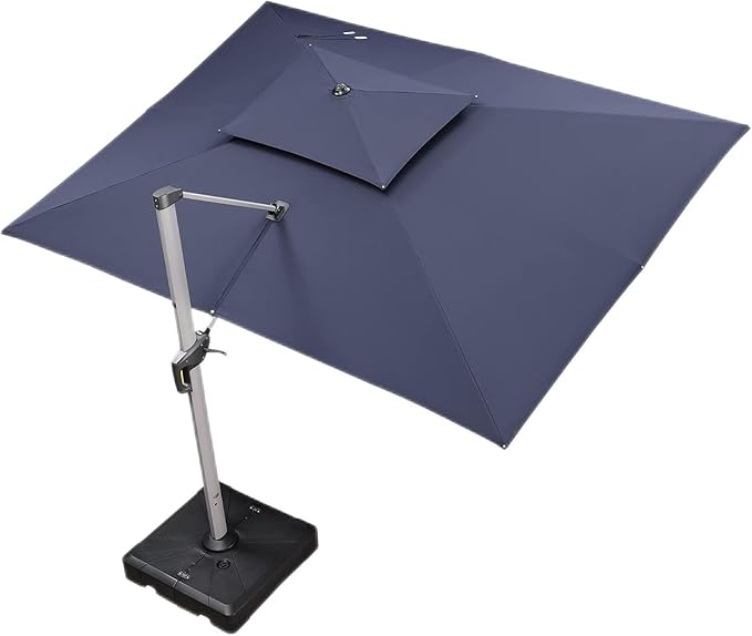 PURPLE LEAF 10' X 13' Patio Umbrella Outdoor Rectangle Umbrella Large Cantilever Umbrella Windproof Offset Heavy Duty Sun for Garden Deck Pool Patio, Navy Blue