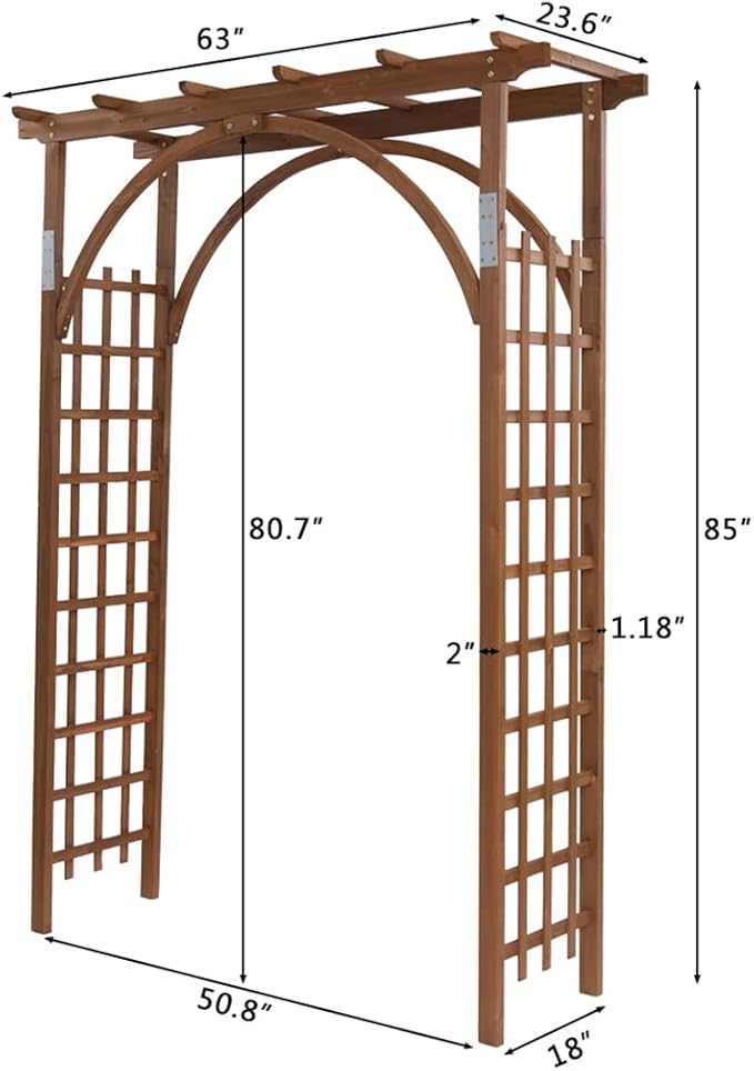 Wooden Wedding Arch, Wooden Pergola, Photo Booth Backdrop Stand, Garden Trellis Archway for Weddings, Parties, Indoor, Outdoor, Backdrops Decorations (63" L x 24" W x 85" H)