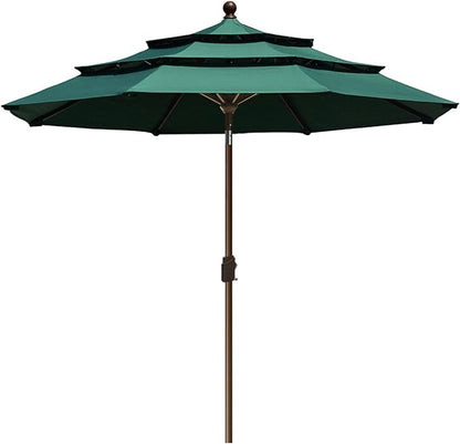 EliteShade USA 10-Year-Non-Fading 9Ft 3 Tiers Market Umbrella Patio Umbrella Outdoor Table Umbrella with Ventilation, Forest Green