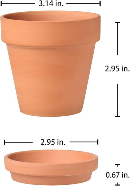 Briful 12 PCS Mini Terracotta Plant Pots 3.1"x2.9" Flower Pots Clay Pottery Planter with Saucer and Drainage Hole Cactus Succulent Nursery Pots- Great for Plants,Crafts