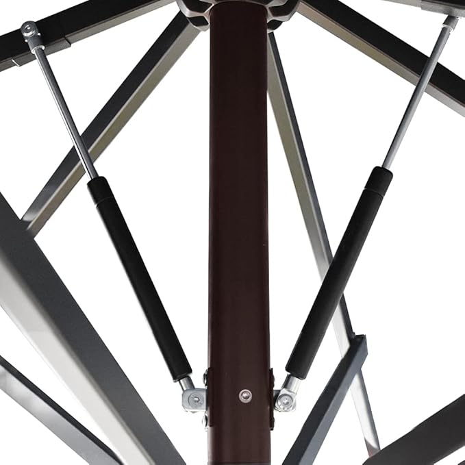 EliteShade USA 10-Year-Non-Fading 11Ft 3 Tiers Market Umbrella Patio Outdoor Cylinder Auto Push-up Table Umbrella with Ventilation, Logo Red